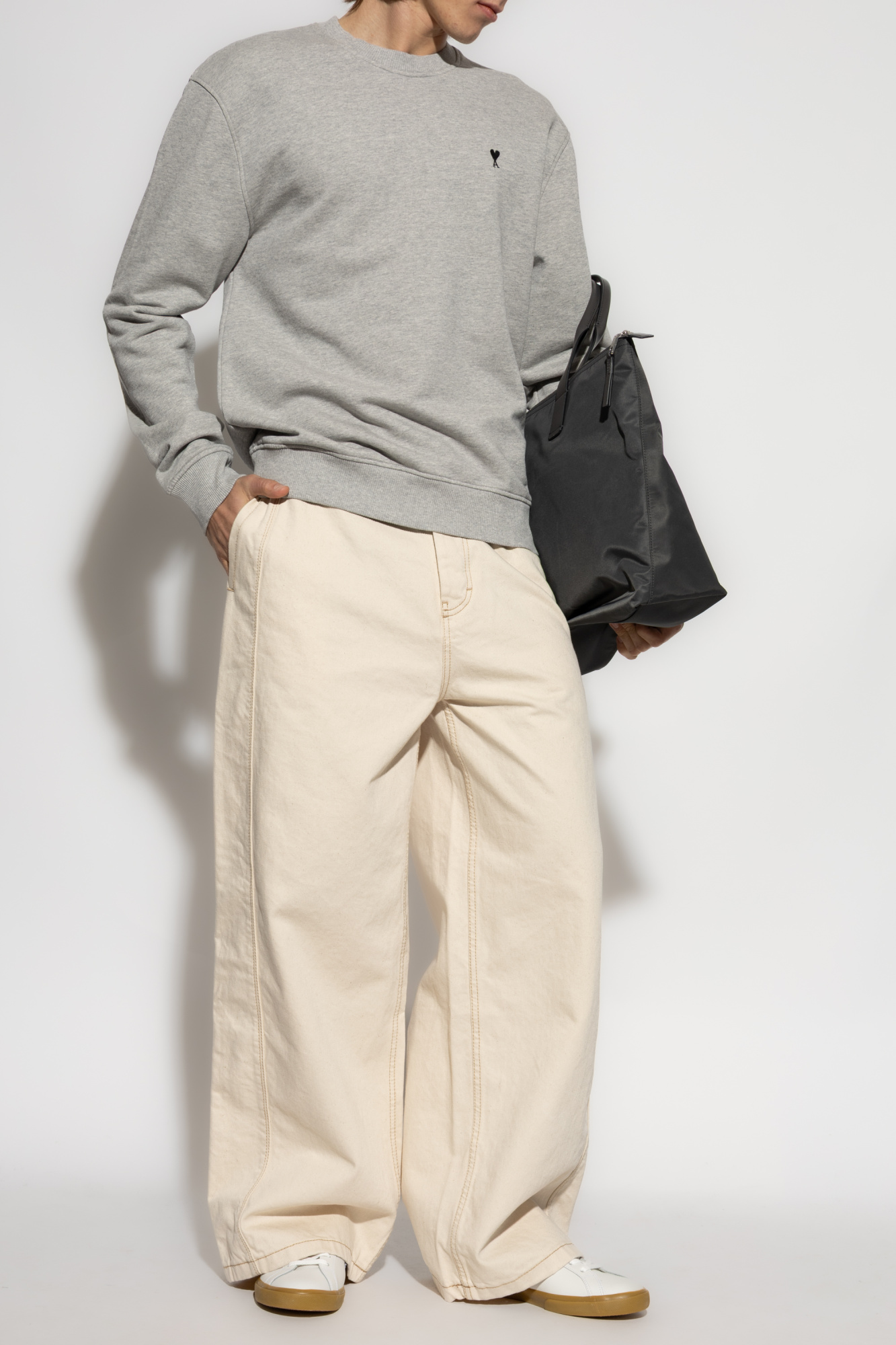 【送料&関税込】Ami Alexandre Mattiussi Sweatshirt With Logo Light blue Sweatshirt with logo Ami Alexandre Mattiussi